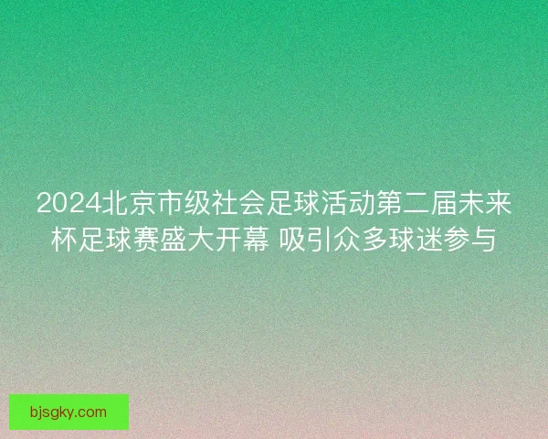 2024北京市级社会足球活动第二届未来杯足球赛盛大开幕 吸引众多球迷参与