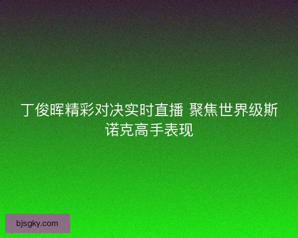 丁俊晖精彩对决实时直播 聚焦世界级斯诺克高手表现