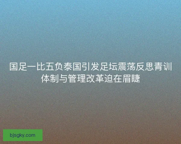国足一比五负泰国引发足坛震荡反思青训体制与管理改革迫在眉睫