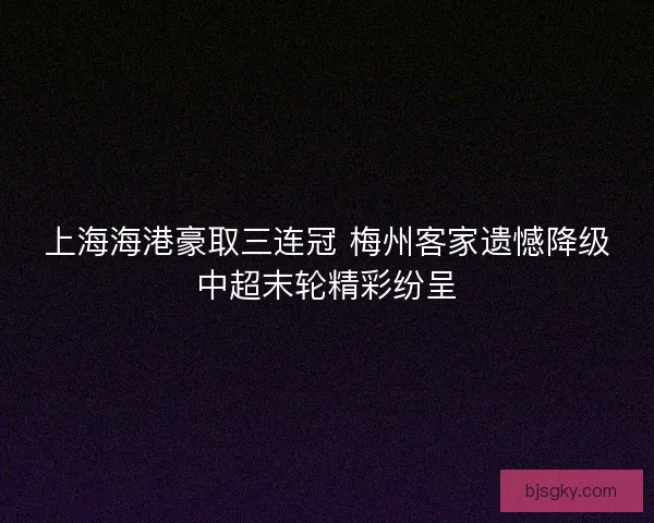 上海海港豪取三连冠 梅州客家遗憾降级中超末轮精彩纷呈