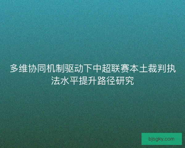 多维协同机制驱动下中超联赛本土裁判执法水平提升路径研究