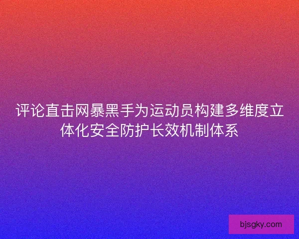 评论直击网暴黑手为运动员构建多维度立体化安全防护长效机制体系